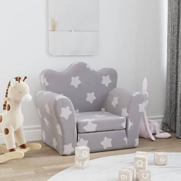 vidaXL Kinderslaapbank met sterren zacht pluche lichtgrijs, Verzenden, Nieuw