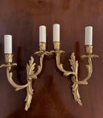 Wandlamp (2) - HENRI VIAN - Verguld brons - Wandlampen van