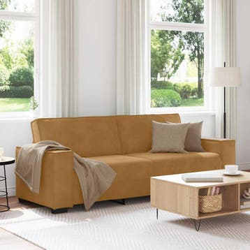 vidaXL Driezitsbank 220x78x84 cm fluweel bruin, Verzenden, Nieuw, Driepersoons, Stof