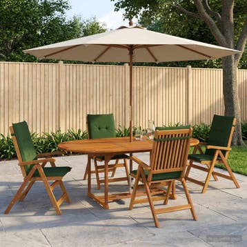 vidaXL 5-delige tuin eetset Naturel Massief Acaciahout, Verzenden, Nieuw