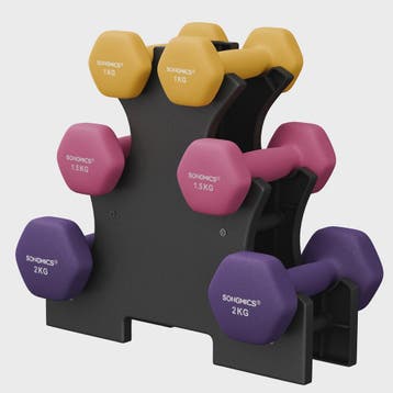 SONGMICS Halterset met Standaard - 6x Halters (1kg, 1.5kg, 2, Verzenden, Nieuw