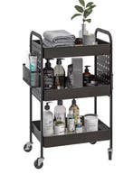 Zwarte Keukentrolley met Haken en Mandjes – 3-Lagen, 75 cm, Verzenden, Nieuw