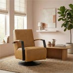 Leren draaifauteuil Mood - Granada Amber (cognac) -, Huis en Inrichting, Fauteuils, Nieuw, Ophalen of Verzenden, 50 tot 75 cm