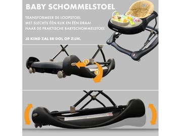 Deryan Luxe 4-in-1 Loopstoel - Schommelfunctie - Opvouwbaar, Verzenden, Nieuw