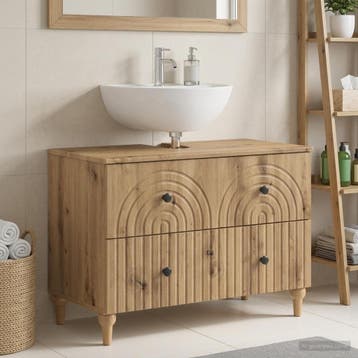 vidaXL Badkamer wastafelkast ALKMAAR Artisanaal eiken 82 x, Huis en Inrichting, Badkamer | Badkamermeubels, Verzenden, Nieuw, Wastafelkast