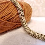 Gouden brede schakelarmband, Ophalen of Verzenden, Gebruikt, Overige kleuren, Goud