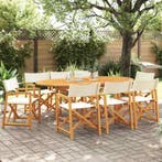 vidaXL Tuinstoelen 8 st inklapbaar stof crèmewit, Verzenden, Nieuw, Hout