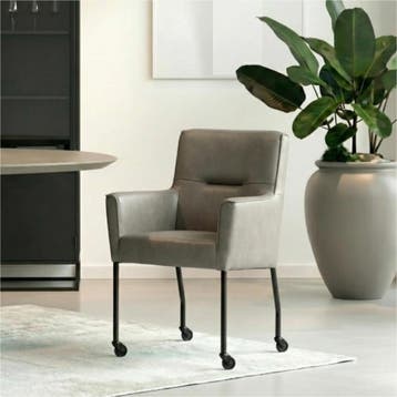 Set van 8 Leren eetkamerstoelen Lucky - Granada Steel, Ophalen of Verzenden, Nieuw, Leer