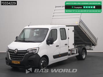 Renault Master 130PK Kipper Dubbele Cabine Dubbellucht Airco, Stof, Gebruikt, Euro 6, Renault