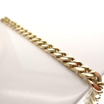 Gouden platte gourmet schakel armband | 20 cm, Ophalen of Verzenden, Gebruikt, Goud, Goud