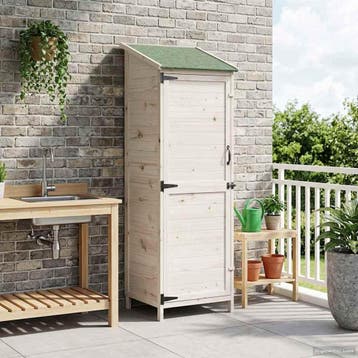 vidaXL Tuinschuur met dak Wit 59,5 x 56 x 176,5 cm Massief, Verzenden, Nieuw