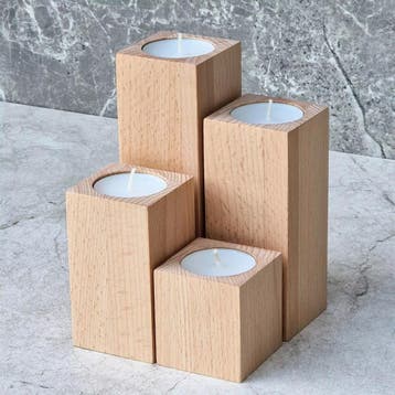 HOCHO Beukenhouten Waxinelichthouder – 50x50x150 mm – El, Ophalen of Verzenden, Nieuw