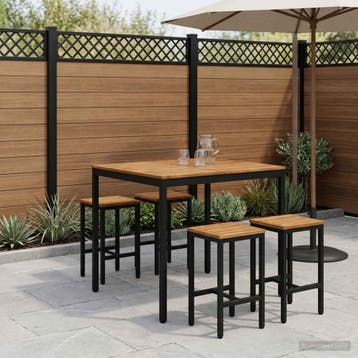 vidaXL Tuinbar Tafel Naturel en Zwart 110 x 108,5 x 105 cm, Verzenden, Nieuw