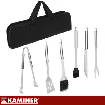 Kaminer 6-delige grillgereedschap set met koffer, zwart,..., Ophalen of Verzenden, Nieuw