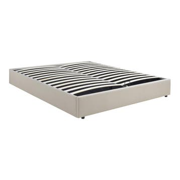 Tweepersoonsbed Nola met bedbodem linnen 200x160 cm beige [e, Verzenden, Nieuw