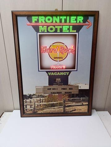 Naambord Frontier Motel Hard Rock - Lichtbord - Hout,