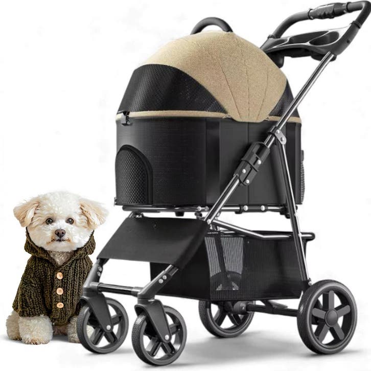 2IN1 Hondenbuggy Khaki, Dieren en Toebehoren, Honden-accessoires, Nieuw, Ophalen of Verzenden