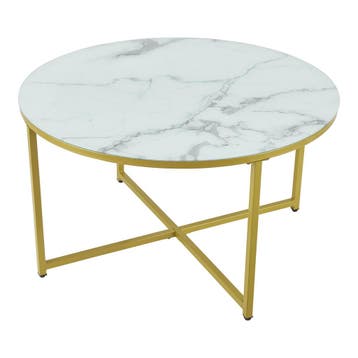 [en.casa] Salontafel Uppvidinge 45xØ80 cm marmer look wit en, Huis en Inrichting, Tafels | Salontafels, Verzenden, Nieuw
