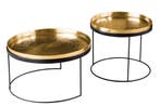 Set van 2 ronde salontafels ELEMENTS 60cm goud zwart metalen, Ophalen of Verzenden, Nieuw