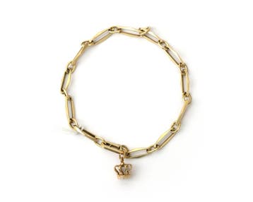 14 krt. gouden closed forever schakelarmband met kroontje, Sieraden, Tassen en Uiterlijk, Armbanden, Gebruikt
