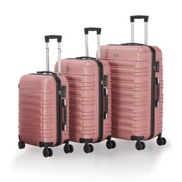 Harde Kofferset Rome - 3-Delig - ABS - Roze, Sieraden, Tassen en Uiterlijk, Koffers, Verzenden, Nieuw