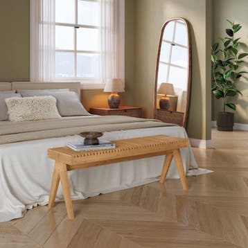 Halbank Lasdarvoo bamboe 120x35x45 cm naturel [en.casa], Huis en Inrichting, Verzenden, Nieuw