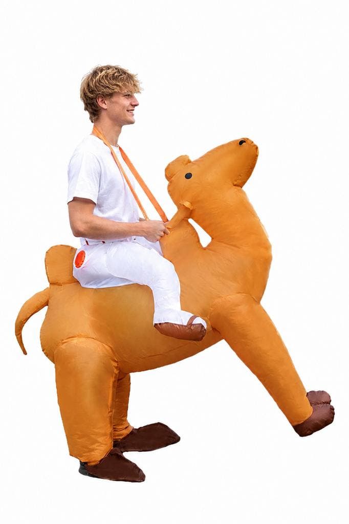 KIMU® Opblaas Kostuum Zittend Op Kameel Opblaasbaar Pak Kame, Kleding | Heren, Carnavalskleding en Feestkleding, Kleding, Nieuw