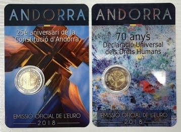 Andorra. 2 Euro 2018 25 ans de la Constitution + 70 ans