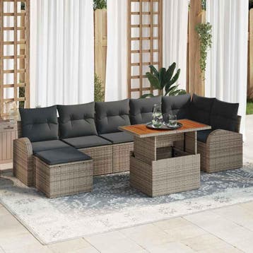 vidaXL Tuin Sofa Set 8 st Grijs Poly riet, Verzenden, Nieuw, Rotan, 8 zitplaatsen
