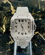 Cartier Santos - Arab Pave Dial - Large- Iced Out - Diamonds, Sieraden, Tassen en Uiterlijk, Horloges | Heren, Overige merken