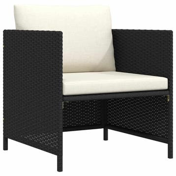 vidaXL Tuinbank met kussens poly rattan zwart, Verzenden, Nieuw