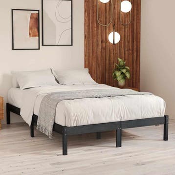 vidaXL Bedframe massief grenenhout grijs 200x200 cm, Verzenden, Overige maten, 200 cm, Grijs