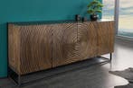Massief dressoir ZEN CIRCLES 180cm donkerbruin mangohout 3D, Ophalen of Verzenden, Nieuw