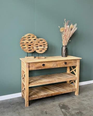 Sidetable crosswood -  140 cm, Huis en Inrichting, Ophalen of Verzenden, Nieuw