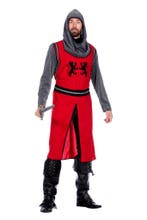 Middeleeuwse Ridder Kostuum Rood/Grijs Premium, Ophalen of Verzenden, Nieuw