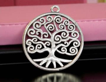Metalen Tree of Life hanger – 37 x 33 x 2 mm – antiek zi, Ophalen of Verzenden, Nieuw, Kraal