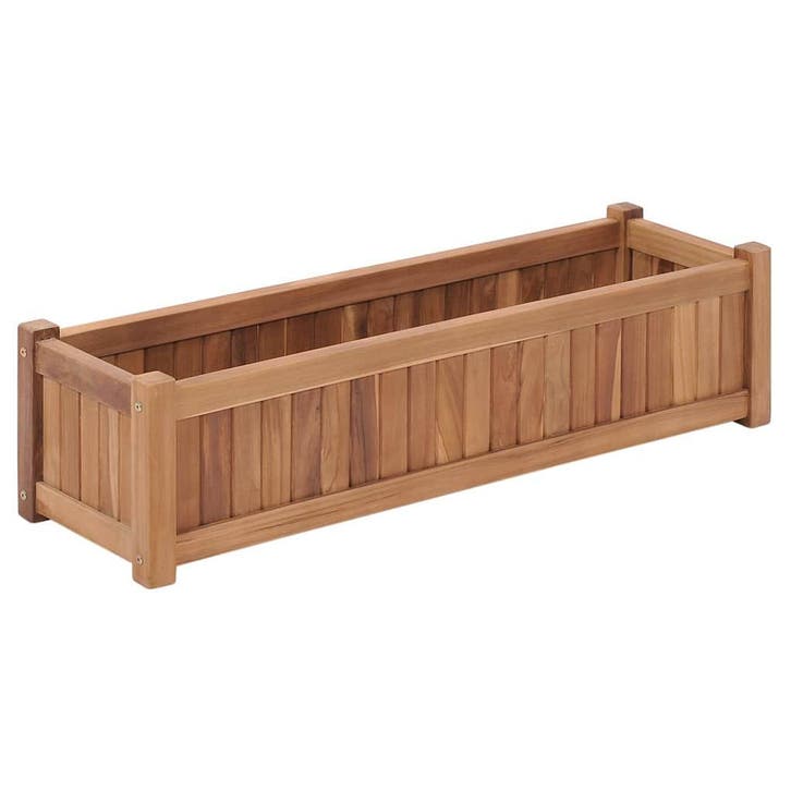 vidaXL Plantenbak verhoogd 100x30x25 cm massief teakhout, Tuin en Terras, Bloembakken en Plantenbakken, 100 cm of meer, Nieuw