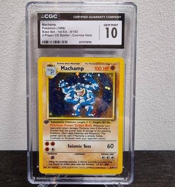 Pokémon - 1 Graded card - Machamp 8/102 First edition, Foil, Nieuw