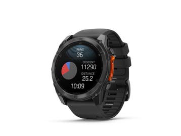 Garmin Fenix 8 51 mm leigrijs titanium met zwarten polsband, Verzenden, Zo goed als nieuw, Garmin