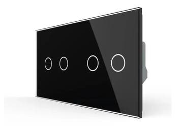 Livolo Touch Schakelaar 2+2 | Zwart | Puls | Modern |, Ophalen of Verzenden, Nieuw, Schakelaar