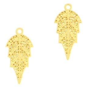 2x Hangers bohemian blaadje Goud (Bohemian bedels & hangers), Ophalen of Verzenden, Nieuw, Bedel