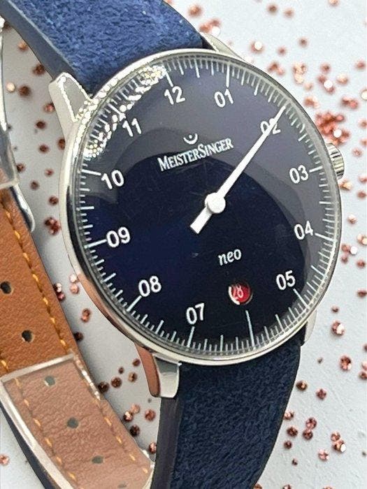 Meistersinger - NEO Blue Sunburst - Automatic - Full Set -, Sieraden, Tassen en Uiterlijk, Horloges | Heren
