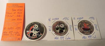 Korea. 100, 500 Won 1995/1996 Fauna of Asia - Panda, 3