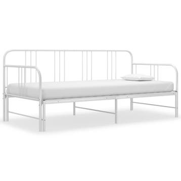 vidaXL Slaapbank uittrekbaar metaal wit 90x200 cm, 90 cm, Eenpersoons, Verzenden, Wit