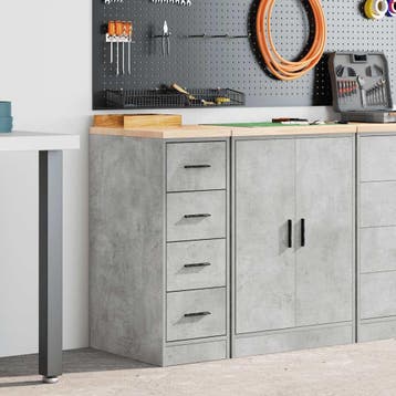 vidaXL Garagekast 30x51x85 cm massief grenenhout betongrijs, Verzenden, Nieuw