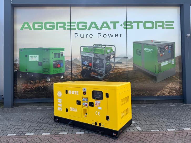 Aggregaat generator RTE 50 Diesel 50kVA op voorraad, Doe-het-zelf en Verbouw, Aggregaten, Nieuw, Elektrisch startend, Geluidgedempt