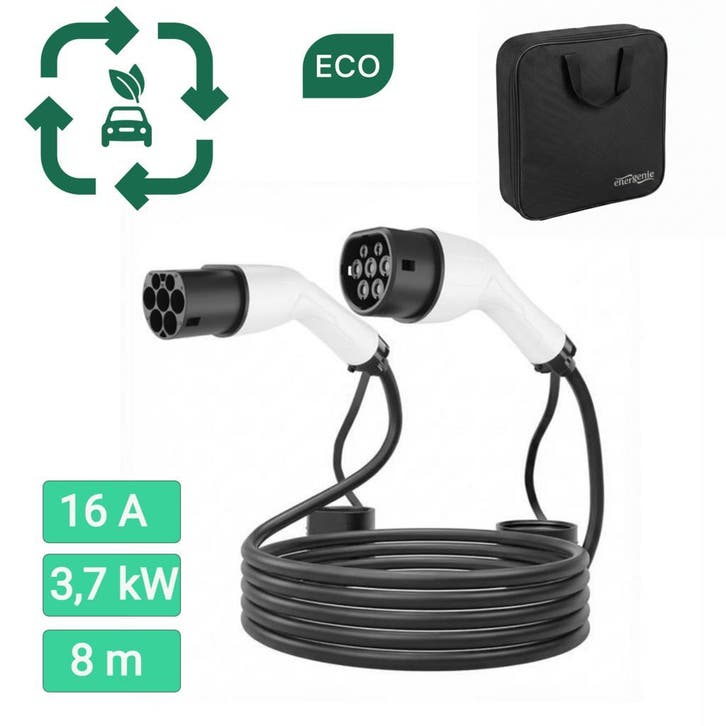 Laadkabel Type 2 - 1 fase 16A 8 meter voor Elektrische Auto, Auto-onderdelen, Elektronica en Kabels, Nieuw, Verzenden