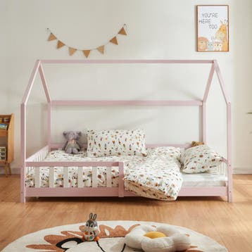Kinderbed Hesel huisbed met matras en uitvalbeveiliging 140x, Verzenden, Nieuw