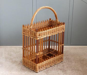 Rek - Flessenrek met Minibar - Hout, Rotan, Wilgentenen -