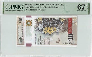 2018 Northern Ireland 10 Pounds Polymer Pick 344a Pmg Sup..., Verzenden
